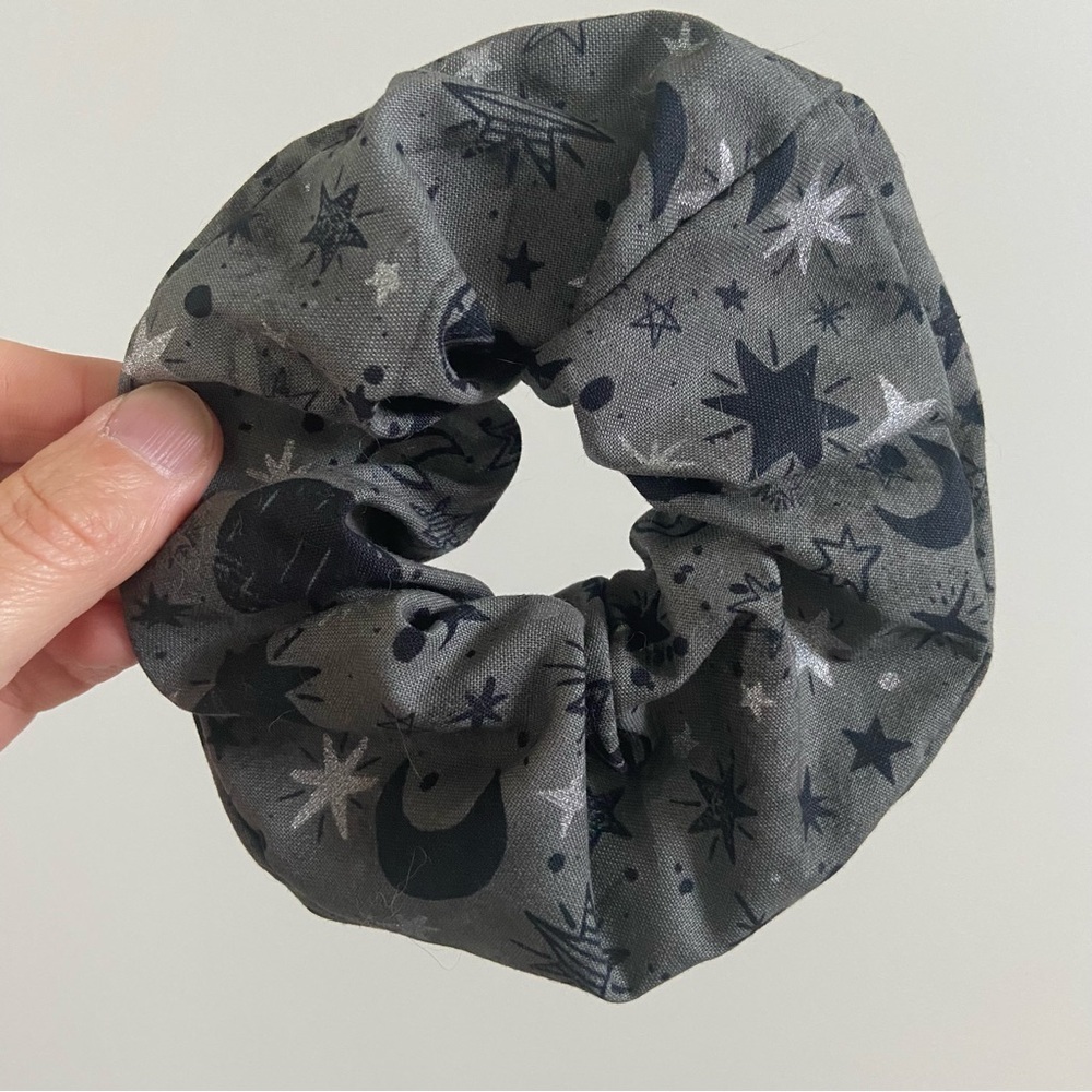 Handmade Grey Celestial Scrunchie